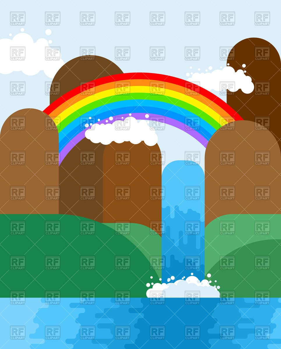 965x1200 Waterfall, Mountain And Rainbow Landscape