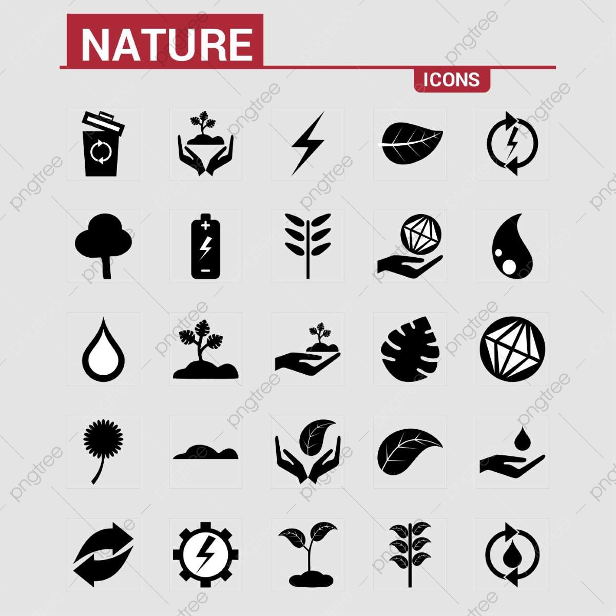 1200x1200 Nature Icons Set, Icons, Icon, Set Png And Vector With Transparent