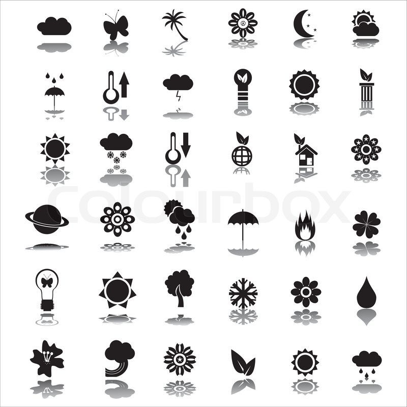 800x800 Set Of Black Nature Icons Stock Vector Colourbox
