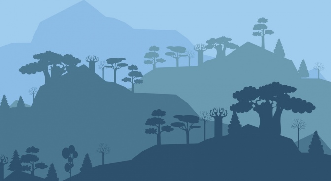 672x368 Nature Silhouette Background