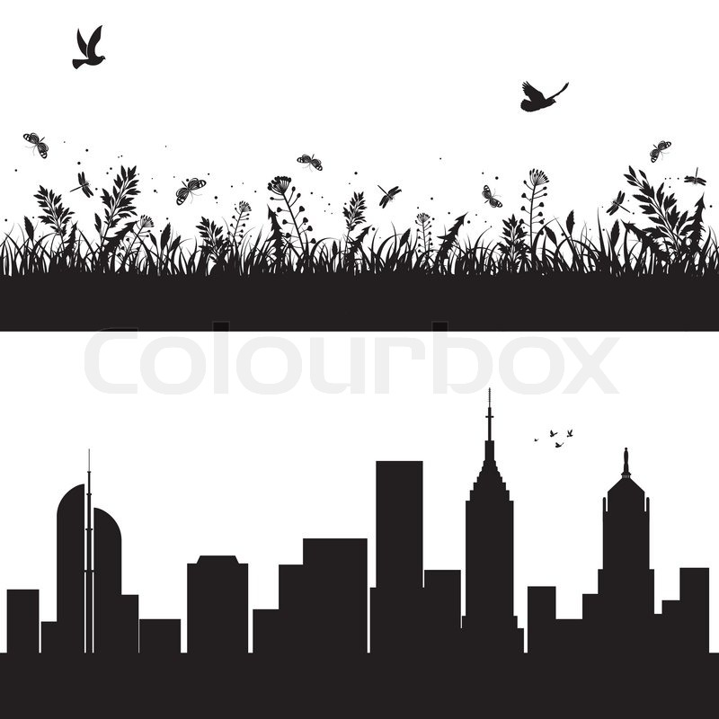800x800 Silhouettes Urban Background With Stock Vector Colourbox