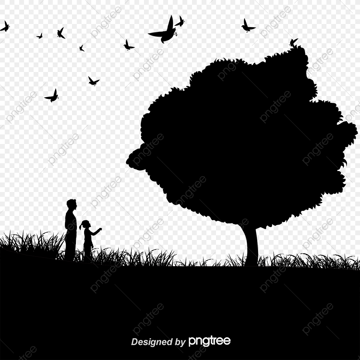 1200x1200 Black Trees Silhouette Figures Vector, Black Vector, Silhouette