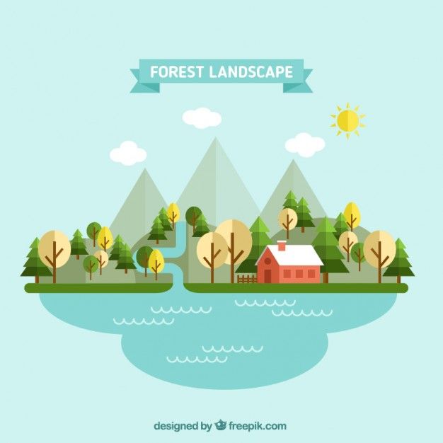 626x626 Forest Landscape In Flat Design Free Vector Flat Design