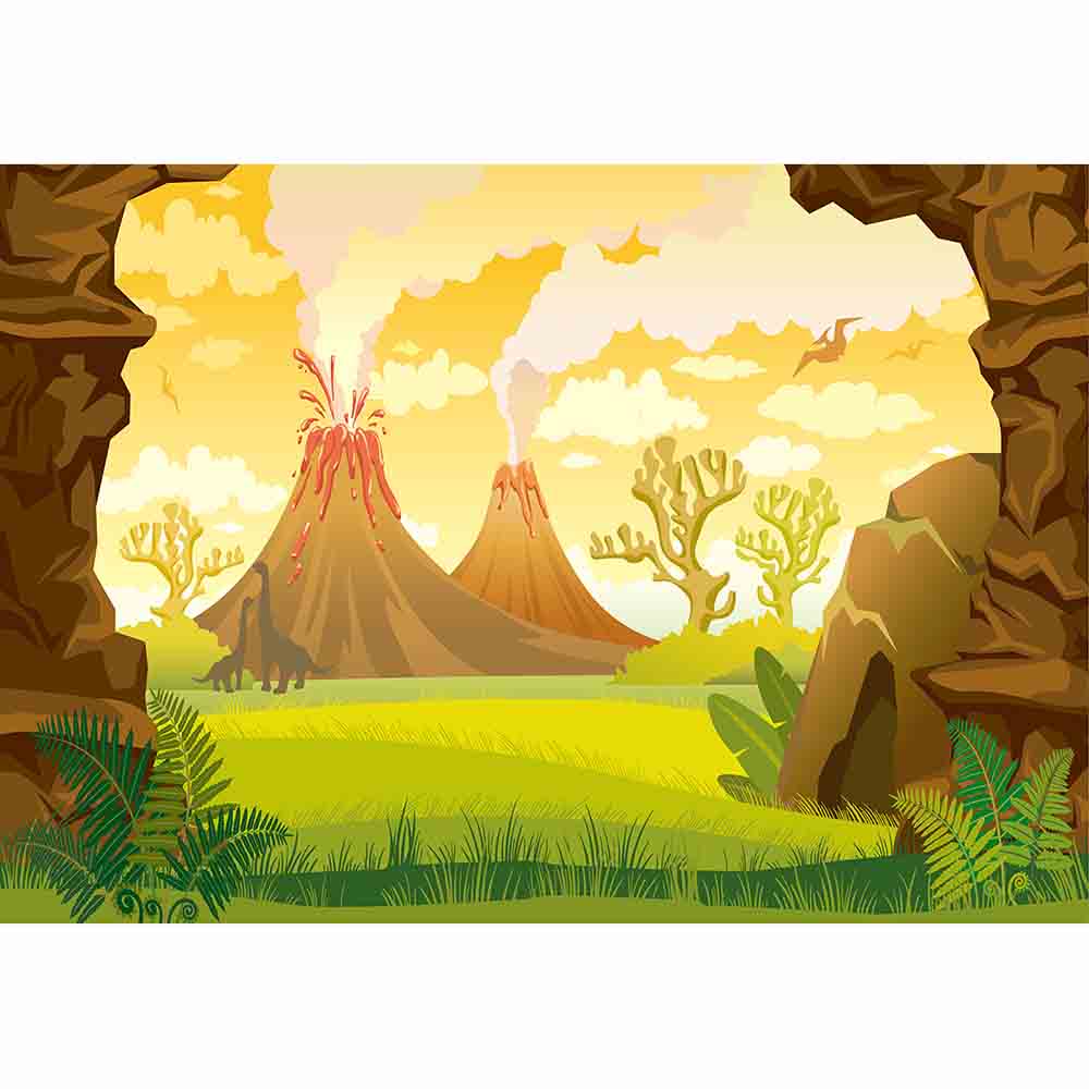 1000x1000 Funnytree Photo Background Landscape Volcano Smoke Rock Dinosaur