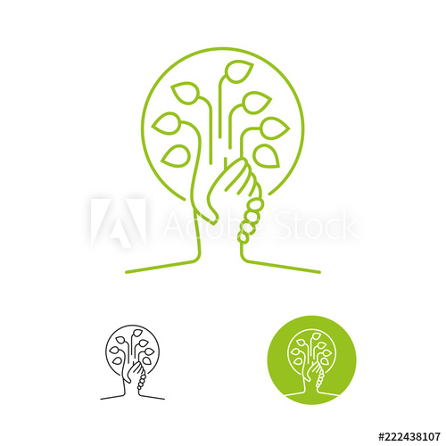 500x500 Help Nature Vector Icon, Earth And Tree Handshake