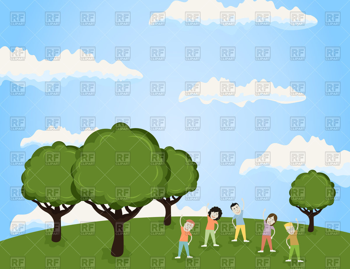 1200x923 People Doing Sport In Park On Nature Vector Image Of People