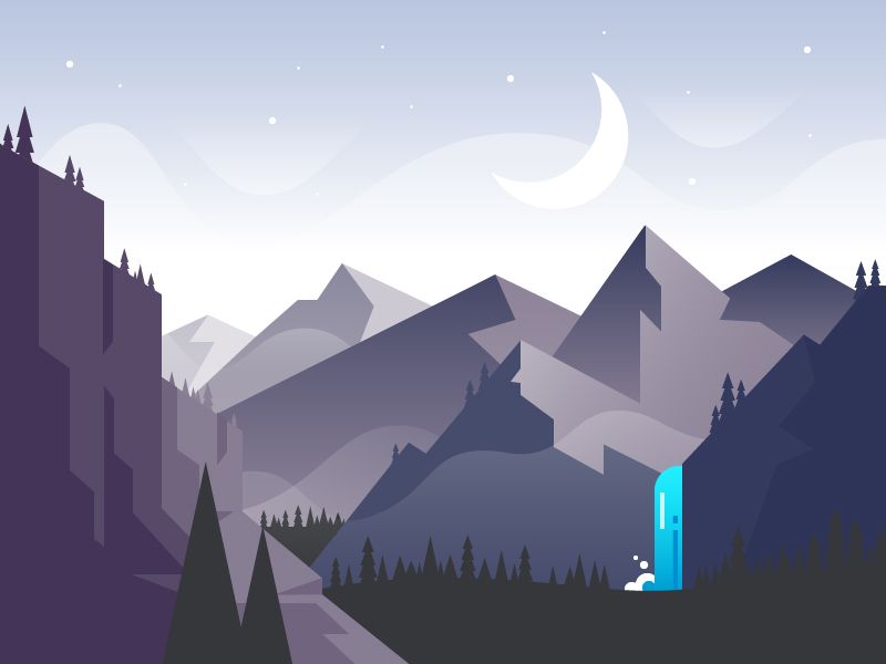 800x600 Waterfall Popular Dribbble Shots Mountain Illustration