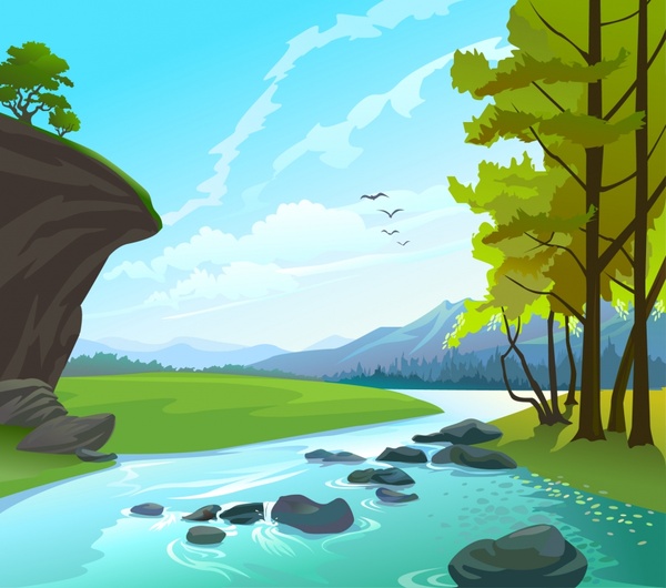 600x530 Beautiful Natural Landscape Vector Free Vector In Encapsulated
