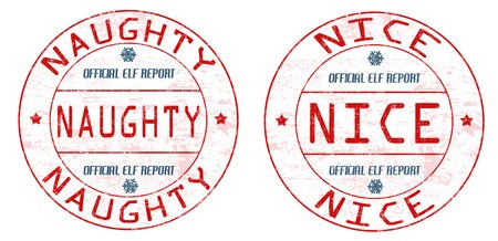 450x218 Naughty And Nice Grunge Rubber Stamps On White Background, Vector