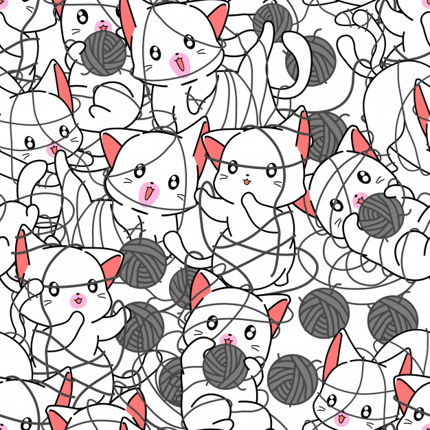 626x626 Seamless Cats Are Naughty Pattern Vector Premium Download