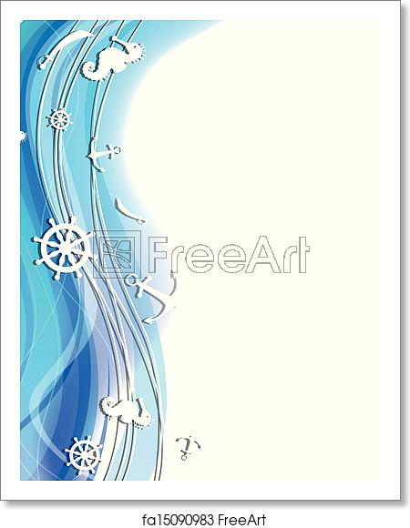 450x580 Free Art Print Of Vector Background With Nautical Elements Vector