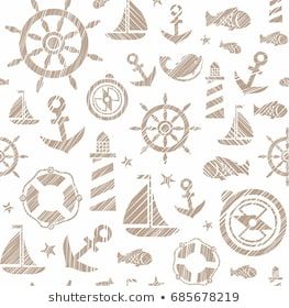263x280 Nautical Background, Seamless, White, Brown, Vector