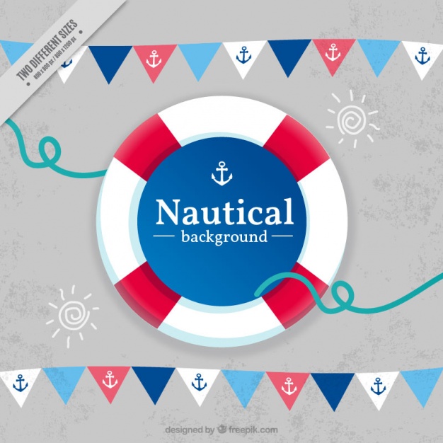 626x626 Nautical Background With Garlands And Life Preserver Vector Free