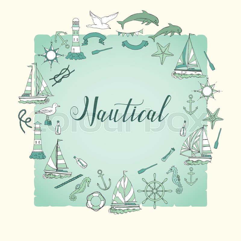 800x800 Nautical Background With Ships And Stock Vector Colourbox