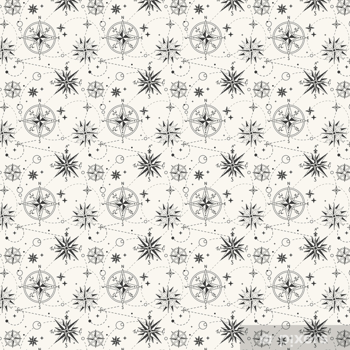 700x700 Seamless Pattern With Vintage Wind Rose Nautical Background