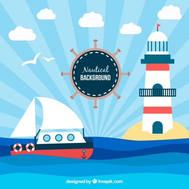 626x626 Decorative Nautical Background With Ship And Lighthouse Vector