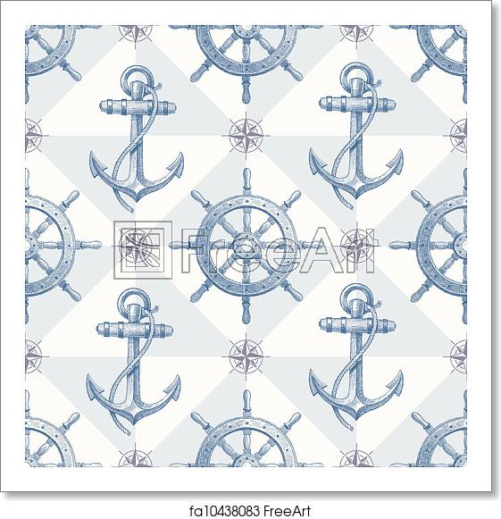 561x581 Free Art Print Of Seamless Nautical Background Vector Seamless