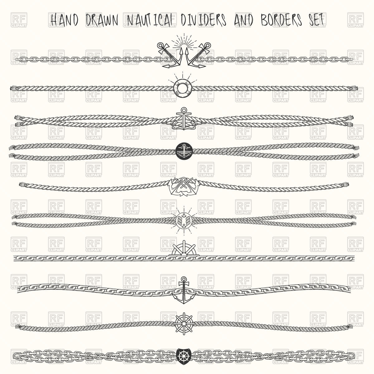 1200x1200 Set Of Nautical Ropes And Chains Vector Image Of Borders