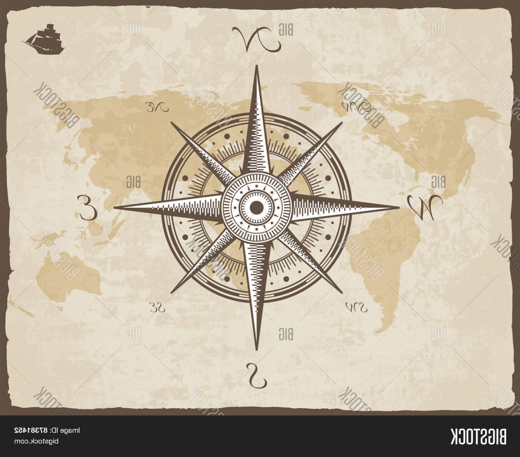 1800x1584 Stock Vector Vintage Nautical Compass Old Map Vector Paper Texture