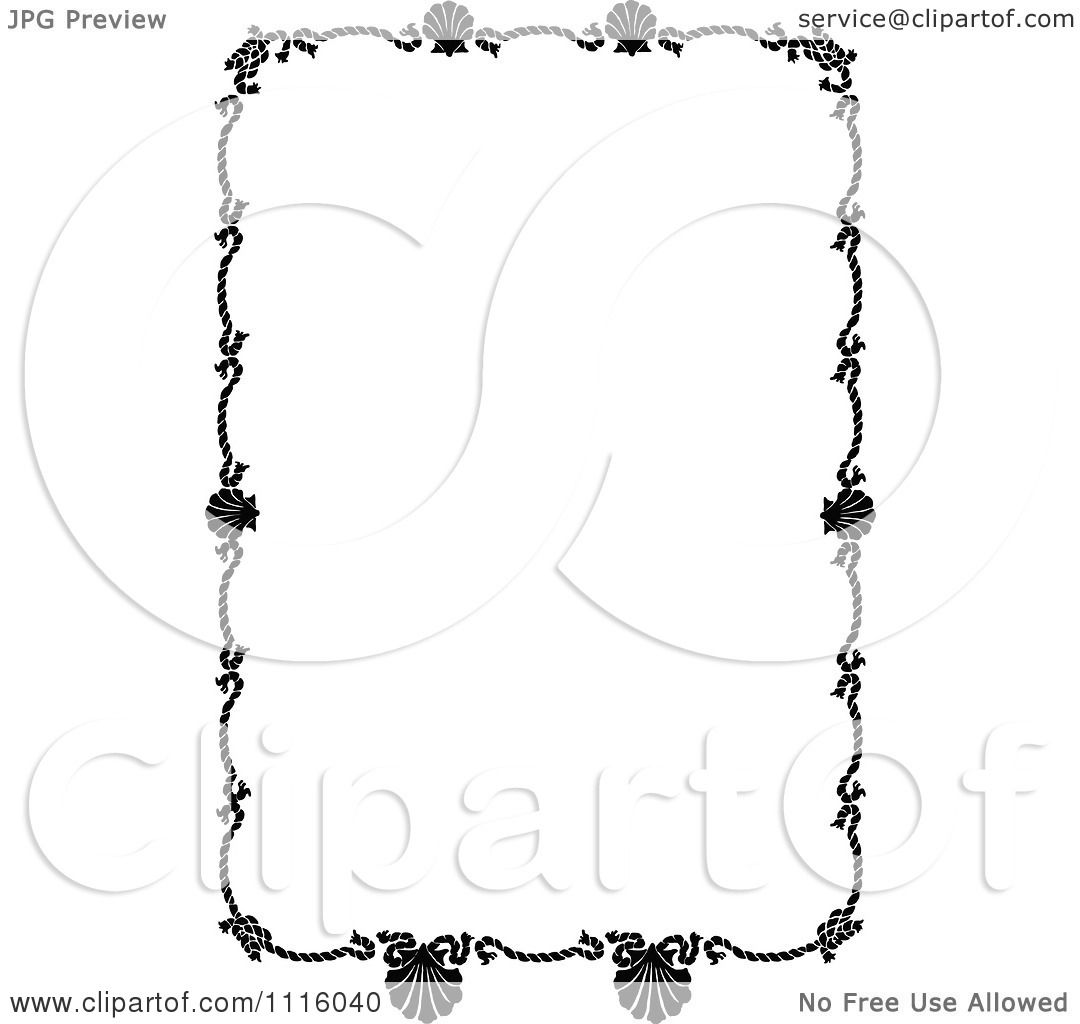 1080x1024 Clipart Retro Vintage Black And White Rope And Scallop Shell