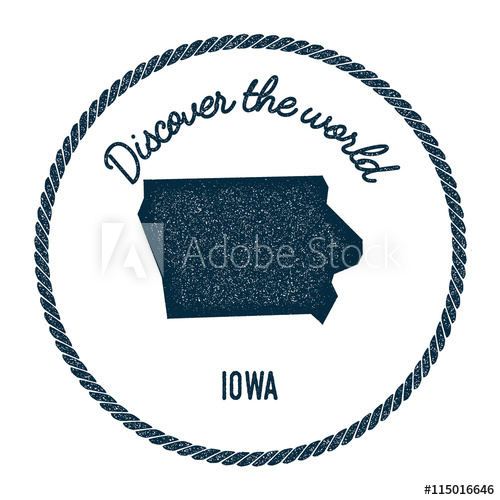 500x500 Iowa Map In Vintage Discover The World Rubber St Hipster Style