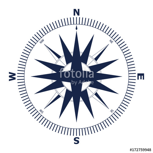 500x500 Wind Rose Vector Illustration Nautical Compass Icon Isolated
