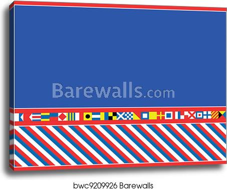 453x379 Vector Nautical Flag Border, Canvas Print Barewalls Posters