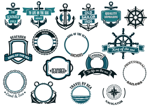 500x357 Retro Styles Nautical Labels Vector Material Free Download