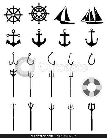 360x464 Nautical Icons Isolated Stock Vector