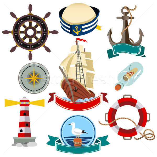 600x600 Nautical Icons Vector Illustration Artisticco Llc