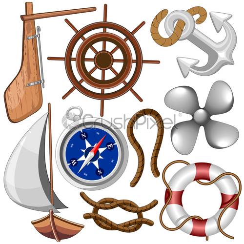 500x500 Nautical Navy Marine Vector Elements Icons Vector