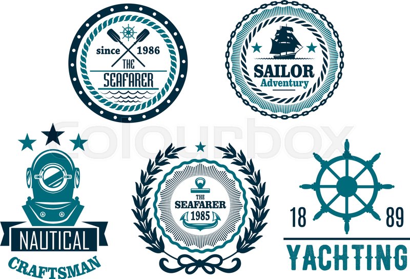 800x544 Nautical Icons For Yachting Club Or Stock Vector Colourbox