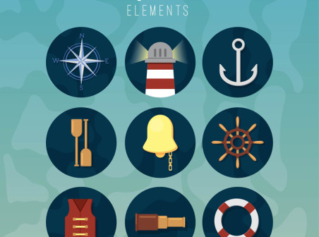 452x336 Vintage Nautical Icons Vector Material Free Vintage Nautical