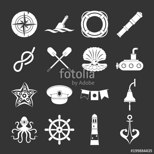 500x500 Nautical Icons Set Grey Vector Stock Image And Royalty Free