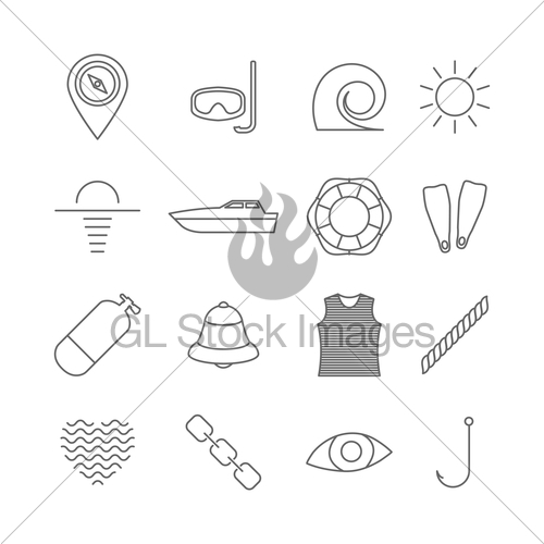 500x500 Set Of Nautical Icons, Vector Illustration Gl Stock Images