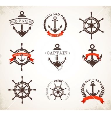 380x400 Set Of Vintage Nautical Icons And Symbols Vector