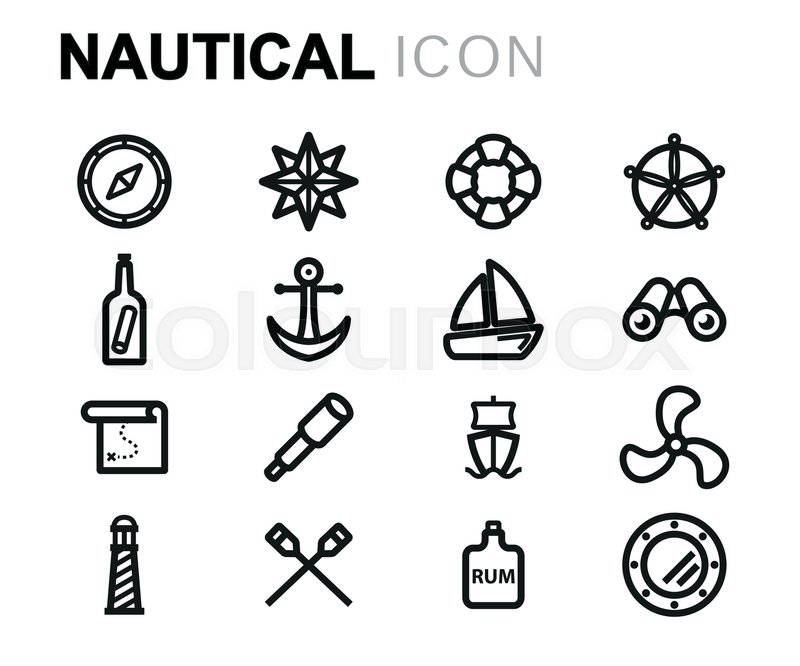 800x666 Vector Line Nautical Icons Set On Stock Vector Colourbox