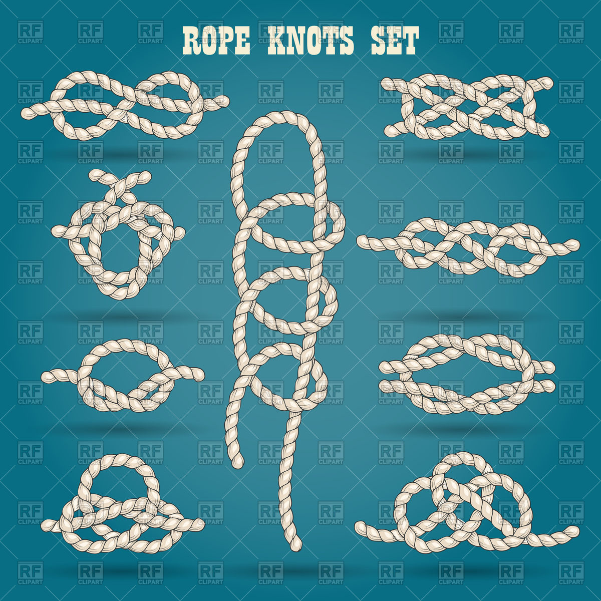 1200x1200 Set Of Nautical Rope Knots Vector Image Of Objects
