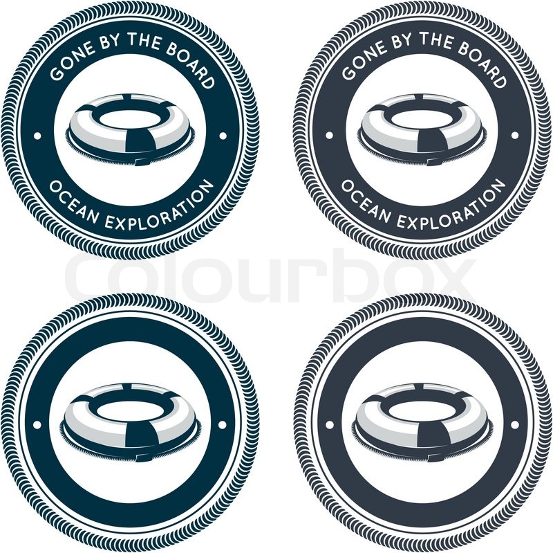 800x799 Nautical Emblem With Life Ring Stock Vector Colourbox
