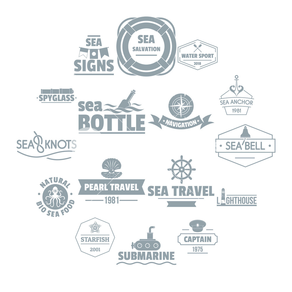 1000x1000 Nautical Sea Logo Icons Set Simple Illustration Of Nautical