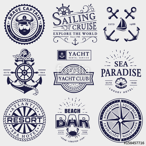 500x500 Sea And Nautical Logos Isolated On White Background Stock Image