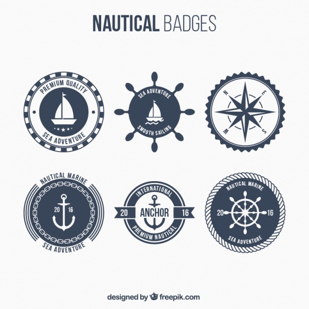 626x626 Six Nautical Badges, Dark Blue Vector Free Download