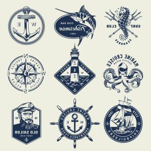 300x300 Vintage Monochrome Nautical Logos Vector Studiogrfx