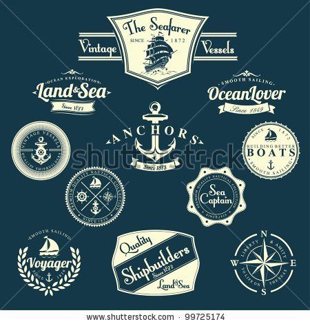450x470 Stock Vector Set Of Vintage Retro Nautical Badges And Labels