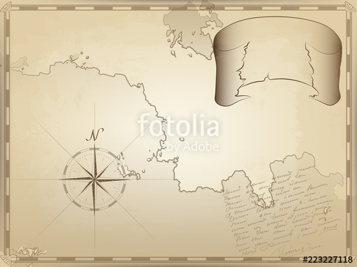 500x375 Old Nautical Chart On Yellowed Paper A Twisted Ribbon For Your