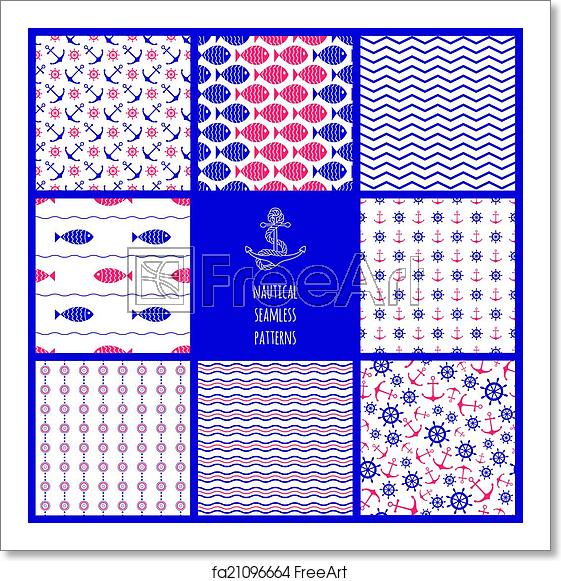 561x581 Free Art Print Of Set Of Eamless Nautical Patterns Set