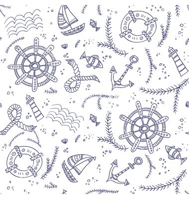 380x400 Marine Seamless Pattern Vector Nautical Designs