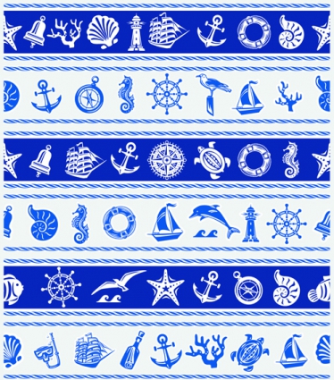 374x425 Nautical Elements Blue Seamless Pattern Vector Free Vectors Ui