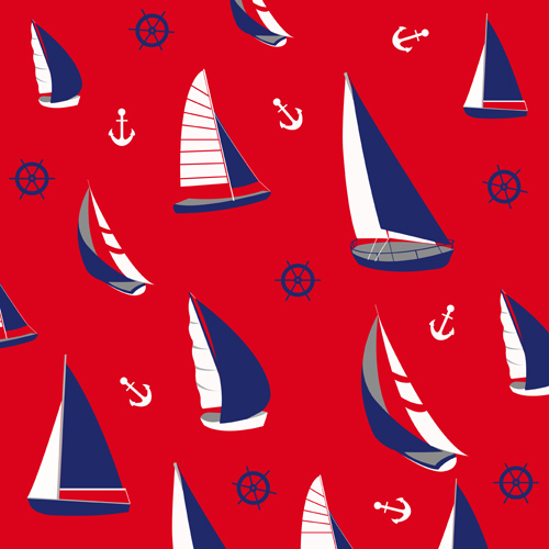 500x500 Nautical Elements Seamless Pattern Vector