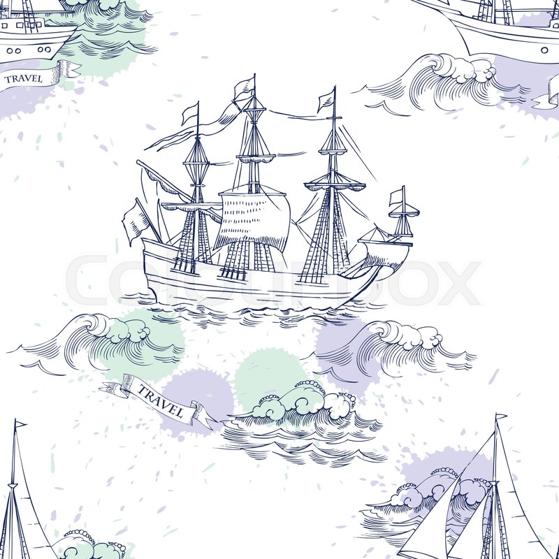 800x800 Nautical Seamless Pattern With Sailing Stock Vector Colourbox